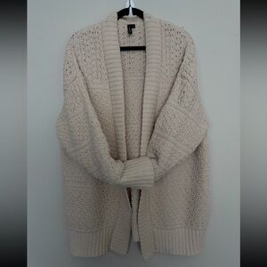 Moon & Madison Cozy Open-Front Cream Knit Sweater Cardigan Womens Size M